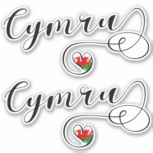 Cymru Wales - vlag op het hart Sticker (Voorkant)