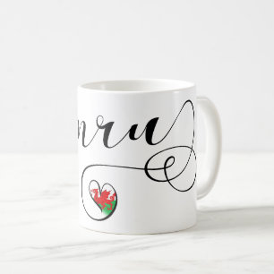 Cymru Welsh Flag in Heart, Wales Koffiemok