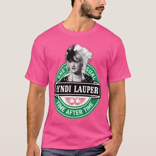 Cyndi Lauper - Parodie Ontwerp Retro Logo T-shirt (Voorkant)