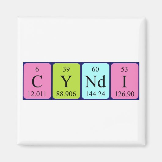 Cyndi periodiek table name magnet (Voorkant)