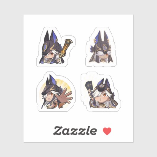 Cyno Genshin Impact 4 stuks stickerblad Extra Pac Sticker (Vel)