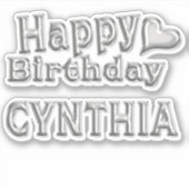 Cynthia Happy Birthday silver Aufkleber Sticker (Voorkant)