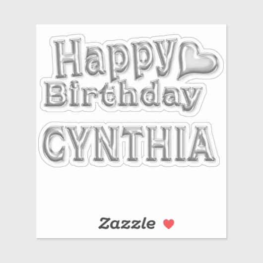 Cynthia Happy Birthday silver Aufkleber Sticker (Vel)
