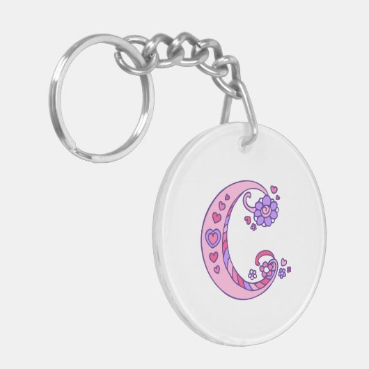 Cynthia monogram C naam en betekenis Sleutelhanger (Voorkant Links)