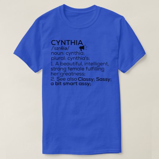 Cynthia Naam Definitie Cynthia Vrouw Naam T-shirt (Design voorkant)