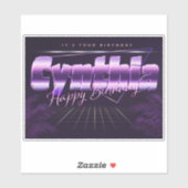 Cynthia Name Vorname lila retro Sticker Geburtstag (Vel)