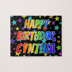 "CYNTHIA" Voornaam, geun "HAPPY BIRTHDAY" Legpuzzel