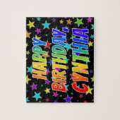 "CYNTHIA" Voornaam, geun "HAPPY BIRTHDAY" Legpuzzel (Verticaal)