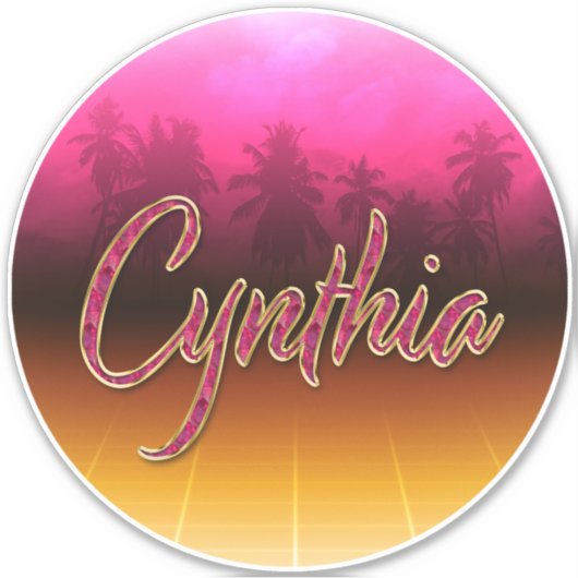 Cynthia Vorname Name golden pink Aufkleber Sticker (Voorkant)