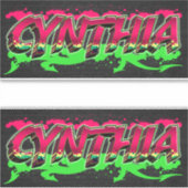 Cynthia Vorname Name Graffiti Aufkleber Sticker (Voorkant)
