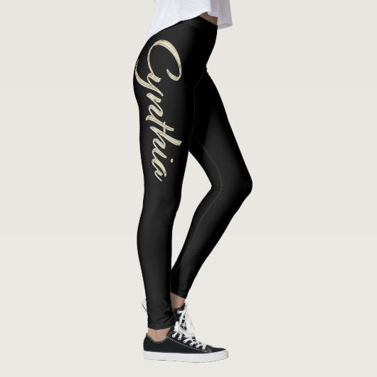 Cynthia white gold Handwriting Hose Leggings