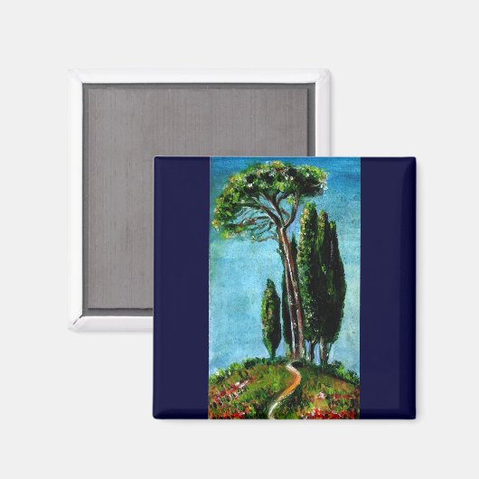 CYPERBOMEN EN MEDITERRANE PIJN IN TUSCANY MAGNEET (Voorkant / Achterkant)