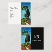 CYPERBOMEN EN MEDITERRANE PIJN IN TUSCANY VIERKANTE VISITEKAARTJE (Voorkant / Achterkant)