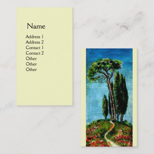 CYPERBOMEN EN MEDITERRANE PIJN IN TUSCANY VISITEKAARTJE (Voorkant / Achterkant)