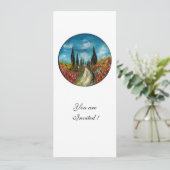 CYPERBOMEN EN POPPIËNTEN IN TUSCANY, rood blauw Kaart (Staand voorkant)