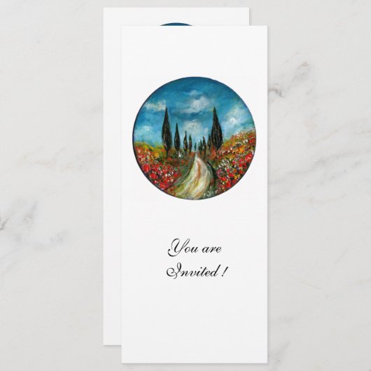 CYPERBOMEN EN POPPIËNTEN IN TUSCANY, rood blauw Kaart (Voorkant / Achterkant)