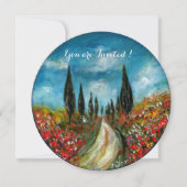 CYPERBOMEN EN POPPIËNTEN IN TUSCANY, rood blauw Kaart (Voorkant)