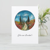 CYPERBOMEN EN POPPIËNTEN IN TUSCANY, rood blauw vi Kaart (Staand voorkant)