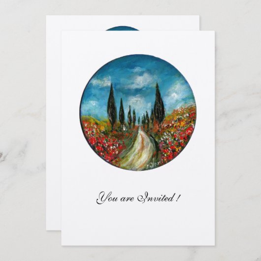 CYPERBOMEN EN POPPIËNTEN IN TUSCANY, rood blauw vi Kaart (Voorkant / Achterkant)