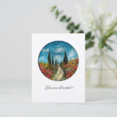 CYPERBOMEN EN POPPIËNTEN IN TUSCANY, rood blauw vi Kaart (Staand voorkant)