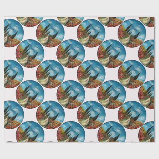 CYPERBOMEN EN POPPIËNTEN OP DE WEG VAN TUSCANY CADEAUPAPIER (Vlak)