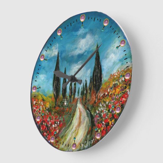 CYPERBOMEN EN POPPIËNTEN OP DE WEG VAN TUSCANY GROTE KLOK (Hoek)