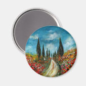 CYPERBOMEN EN POPPIËNTEN OP DE WEG VAN TUSCANY MAGNEET (Voorkant / Achterkant)