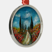 CYPERBOMEN EN POPPIËNTEN OP DE WEG VAN TUSCANY METALEN ORNAMENT (Rechts)