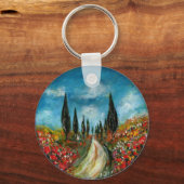 CYPERBOMEN EN POPPIËNTEN OP DE WEG VAN TUSCANY SLEUTELHANGER (Achterkant)