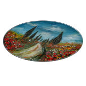 CYPERBOMEN EN POPPIËNTEN OP DE WEG VAN TUSCANY SNIJPLANK (Hoek)