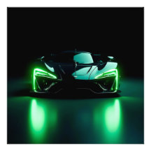 Cyperpunk Neon Groene Supercar - Moderne Cinematic