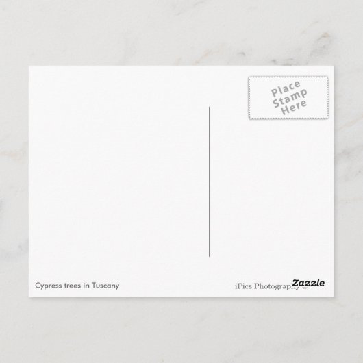 Cypersbomen in het verticale briefkaart van Toscan (Achterkant)