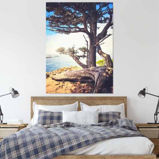 Cypress bij het Zee Canvas Afdruk (Insitu (Slaapkamer))