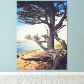 Cypress bij het Zee Canvas Afdruk (Insitu (Houten vloer))