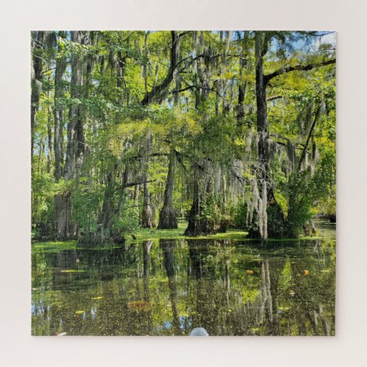 Cypress bomen bedekt met Spaans mos Legpuzzel (Verticaal)
