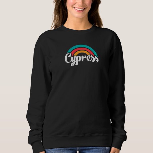 CYPRESS CA Retro Script Met Regenboog 1 Trui (Voorkant)