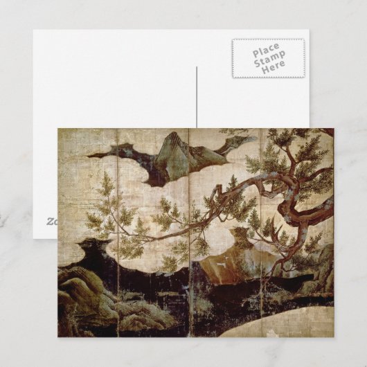 Cypress door Kano Eitoku, Muromanchi-periode Briefkaart (Voorkant / Achterkant)