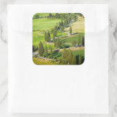 Cypress gevoerde kronkelende weg in Toscaanse stic Vierkante Sticker (Tas)