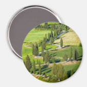 Cypress gevoerde weg in Toscane ronde magneet (Voorkant / Achterkant)