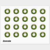 Cypress Krans Met Strik Aangepaste Naam of Groet Ronde Sticker (Vel)