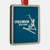 Cypress Mountain British Columbia Skier Metalen Ornament (Rechts)