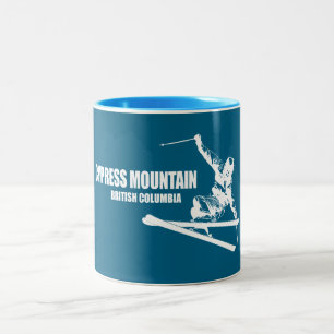 Cypress Mountain British Columbia Skier Tweekleurige Koffiemok
