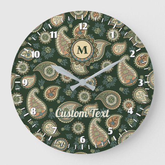Cypress Paisley Pattern Large Clock Grote Klok (Voorkant)