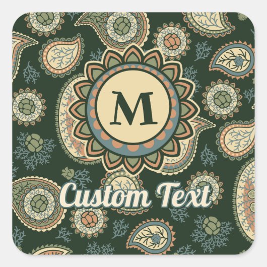 Cypress Paisley Pattern Square Sticker (Voorkant)