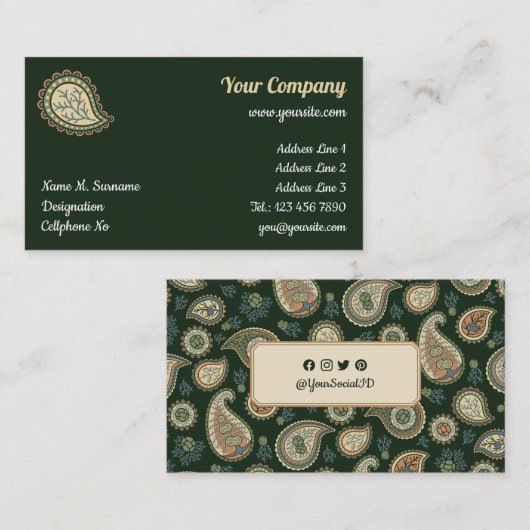 Cypress Paisley Pattern Visitekaartje (Voorkant / Achterkant)