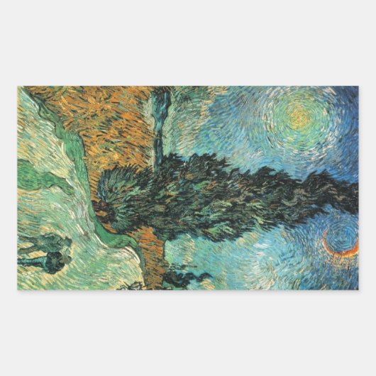 Cypress Star Van Gogh Rechthoekige Sticker (Voorkant)