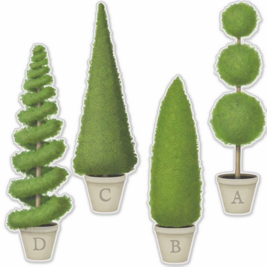 Cypress Topiary Collectie Custom Monogramed Sticker (Voorkant)