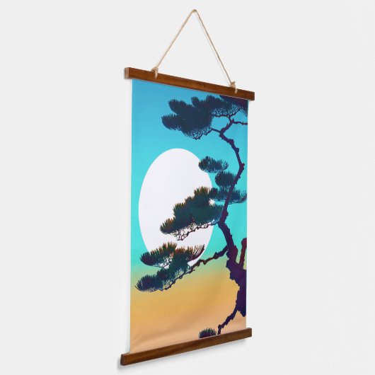 Cypress Tree en Volle Maan Hangend Wandkleed (Gebogen)