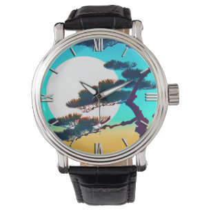Cypress Tree en Volle Maan Horloge