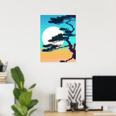 Cypress Tree en Volle Maan Poster (Thuiskantoor)
